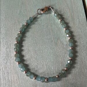 Aqua Beaded Bracelet with Silver Accents